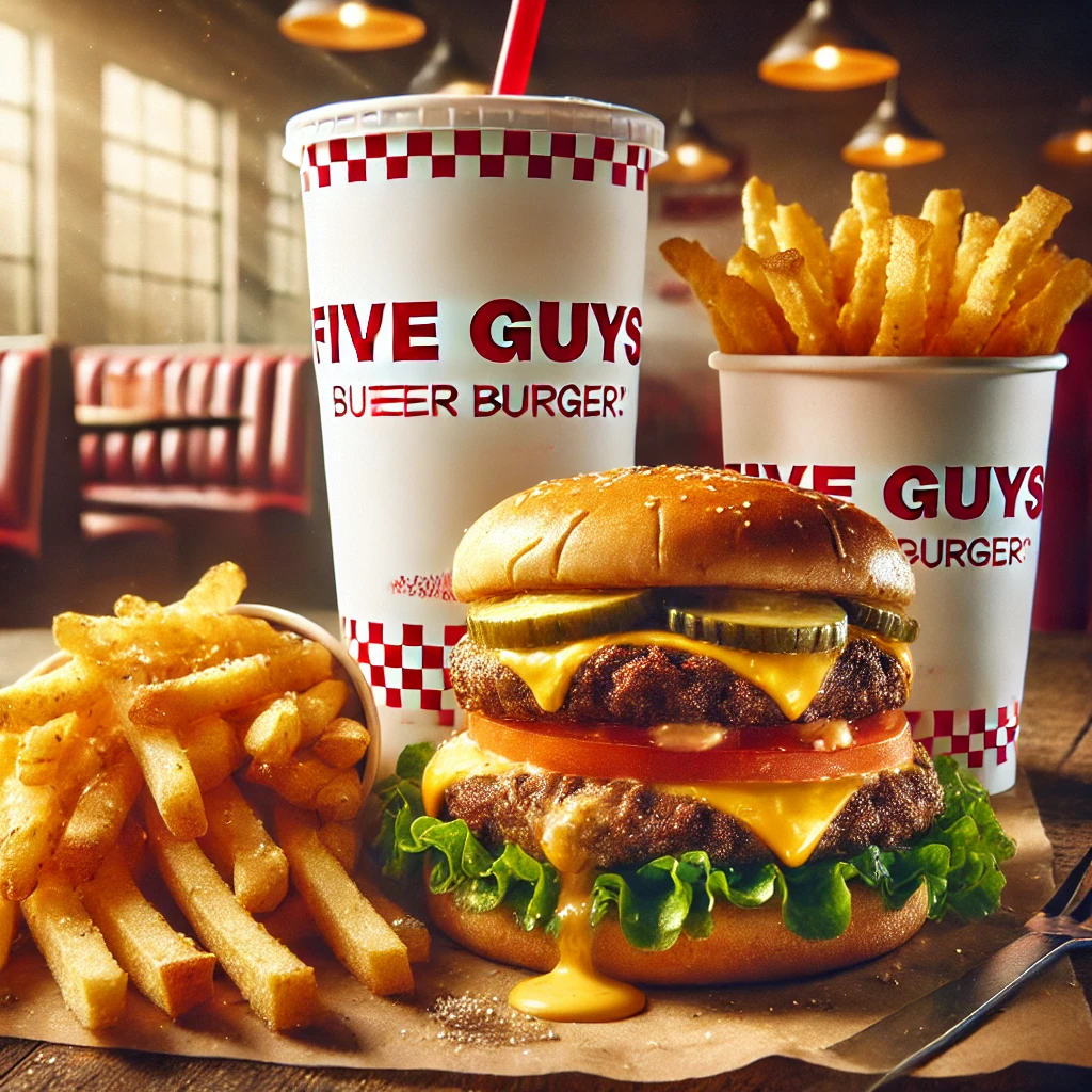 five guys restaurant images includes pizza burgers fries